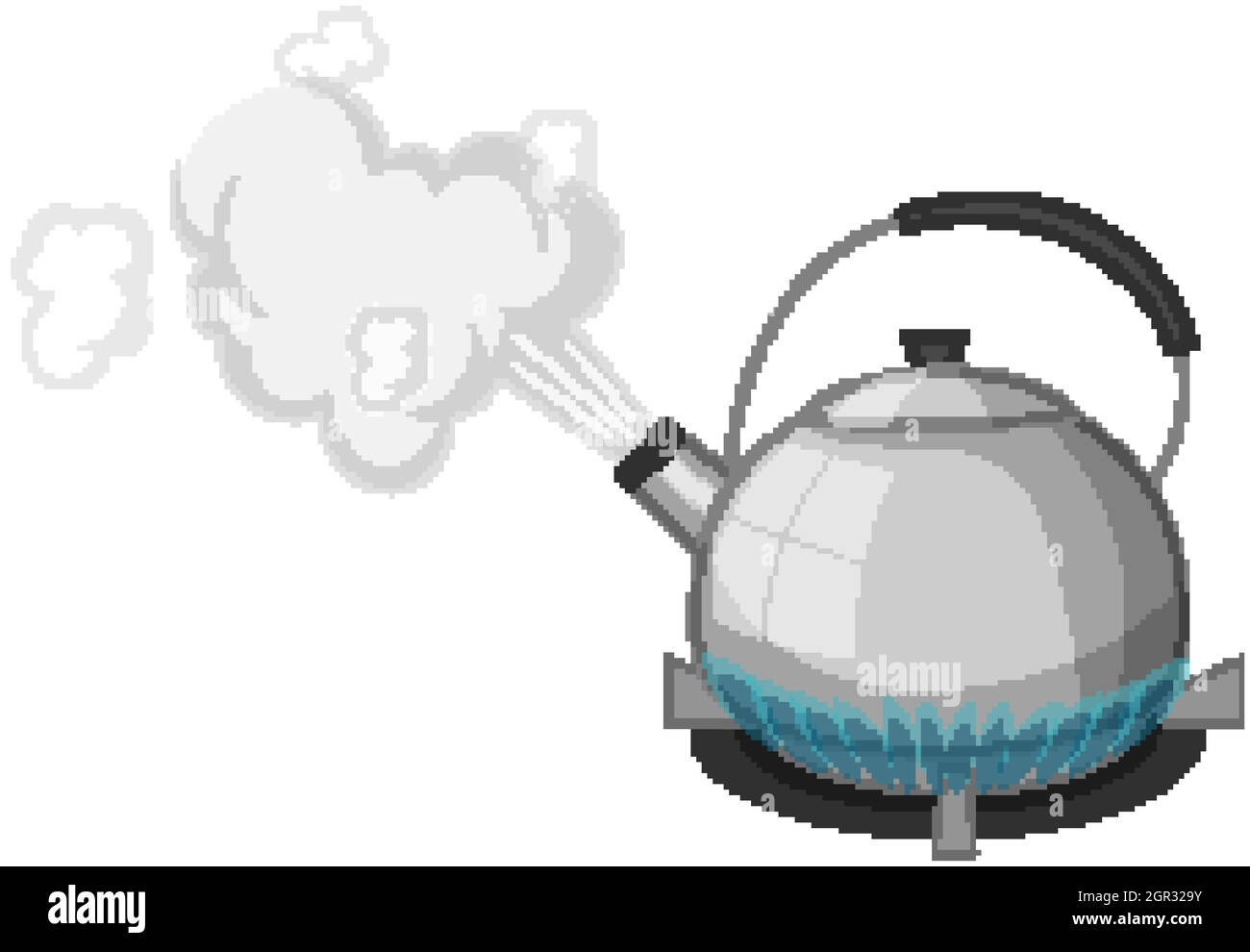 Red kettle with boiling water on kitchen stove Vector Image