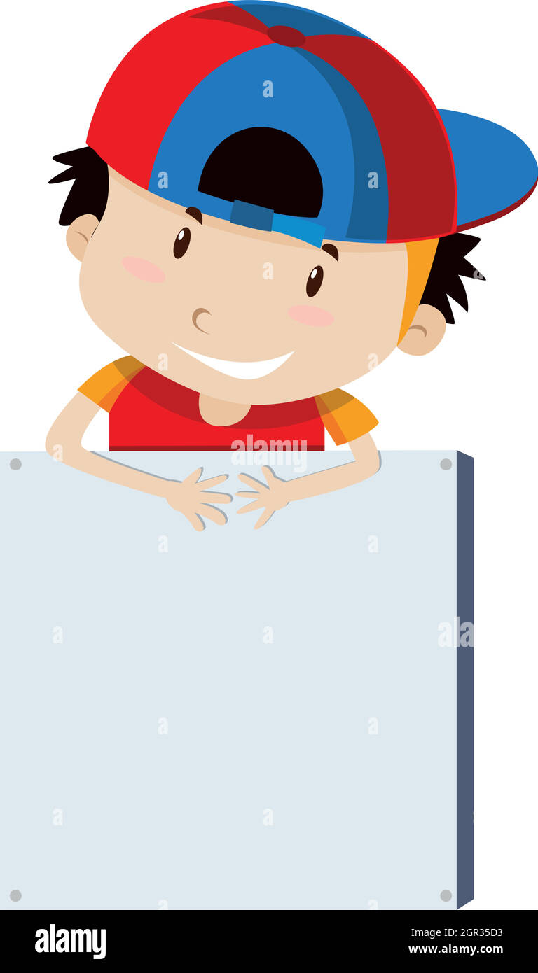 Little boy and blank sign Stock Vector Image & Art - Alamy