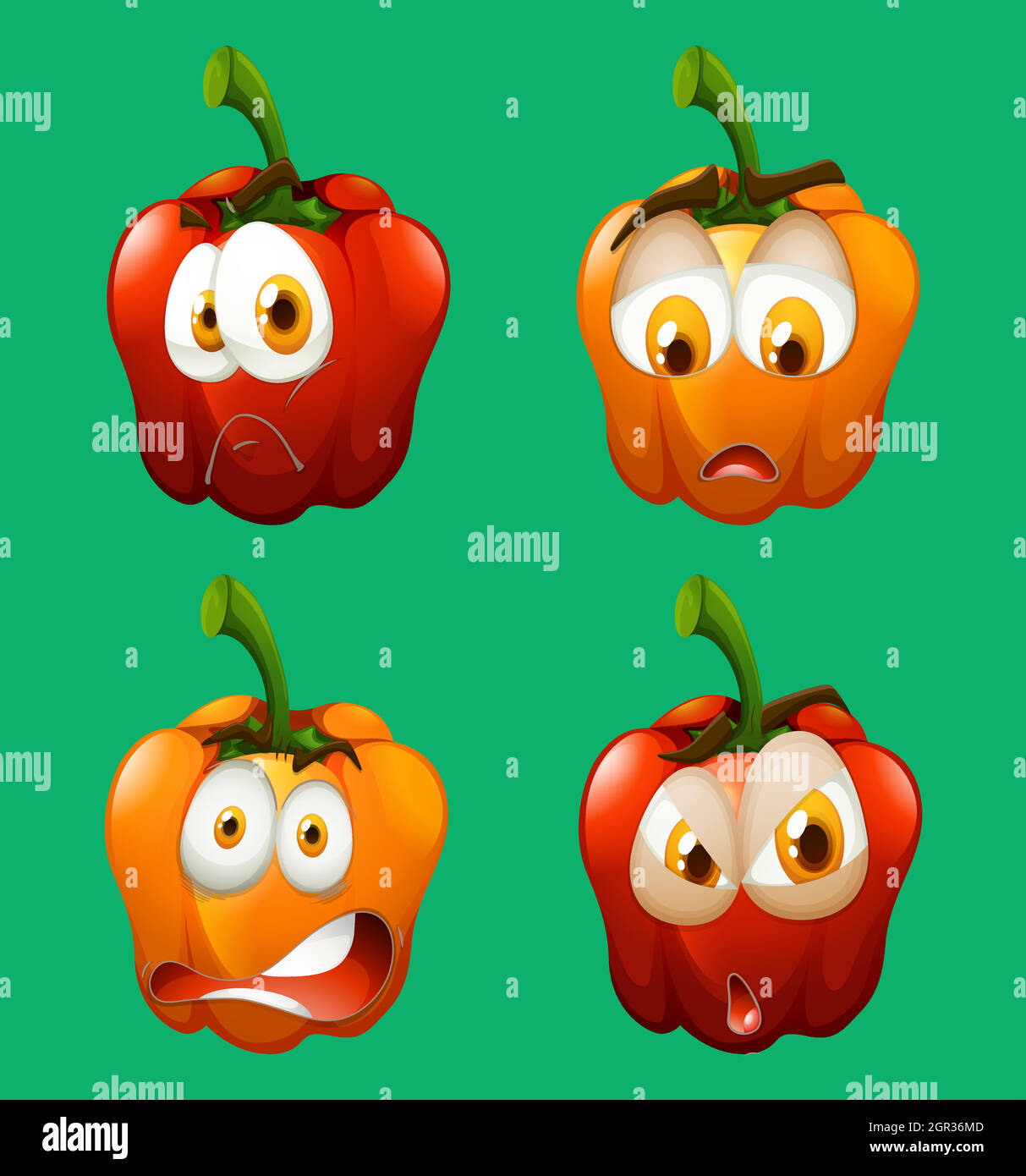 Facial expression on bell pepper Stock Vector