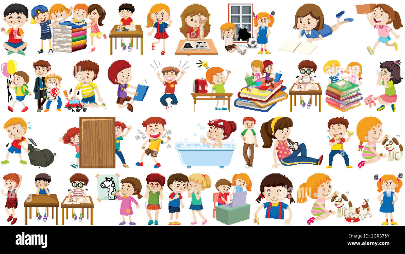 Set of cute kids cartoon character Stock Vector Image &amp; Art - Alamy