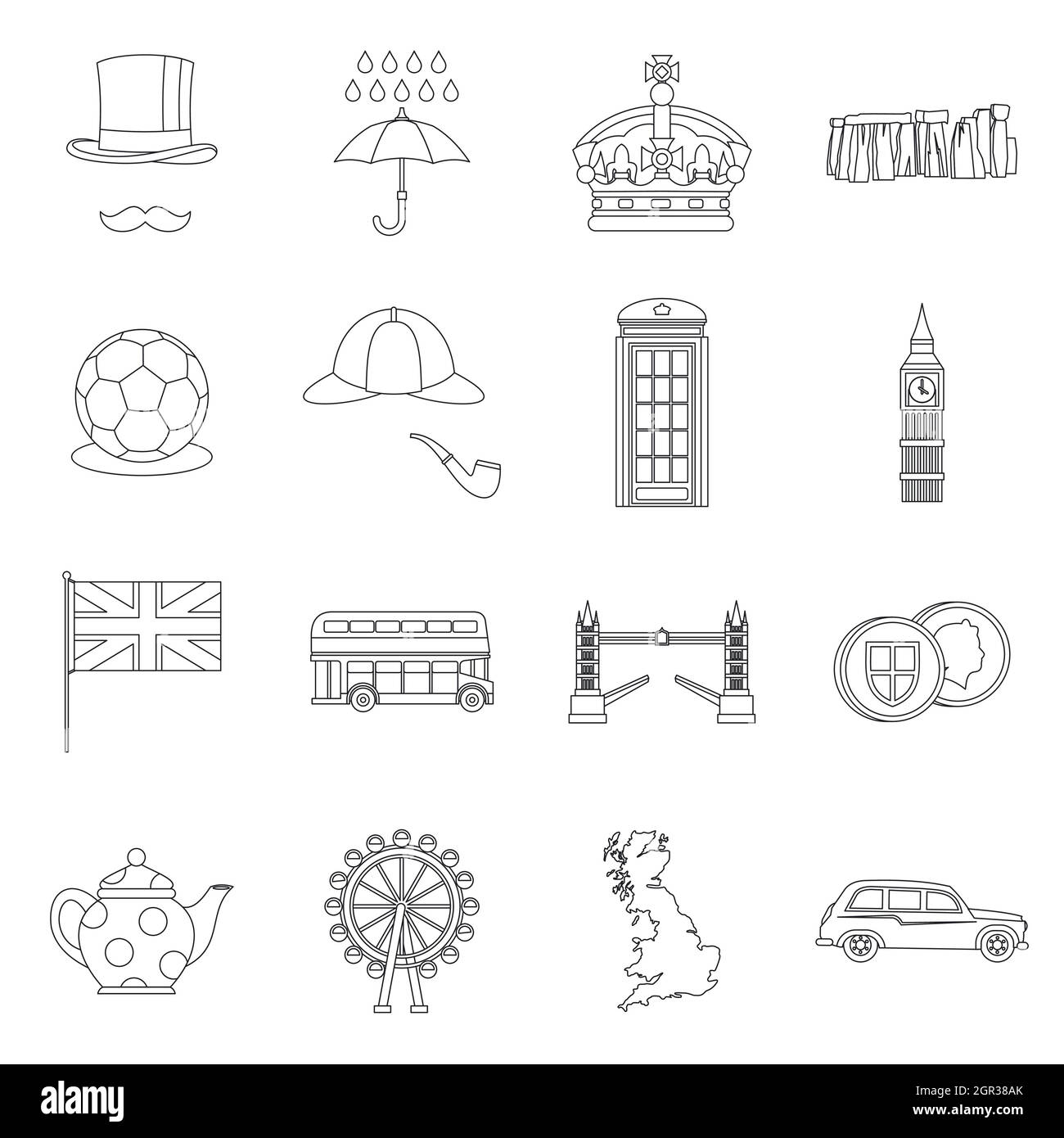 Great Britain set , outline style Stock Vector