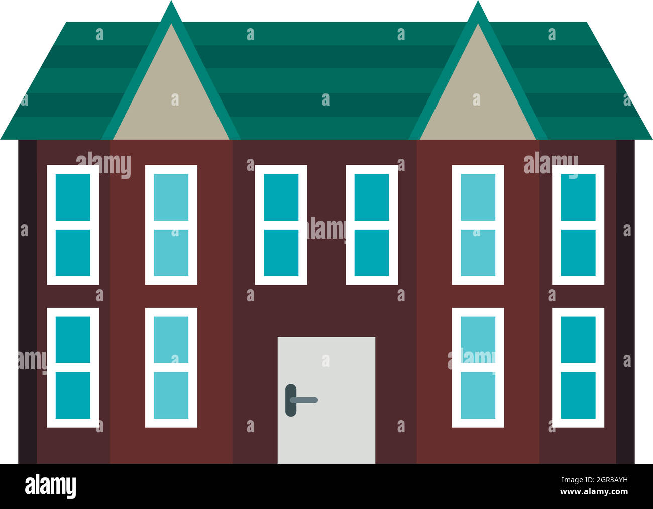 Brown two storey house icon, flat style Stock Vector Image & Art - Alamy