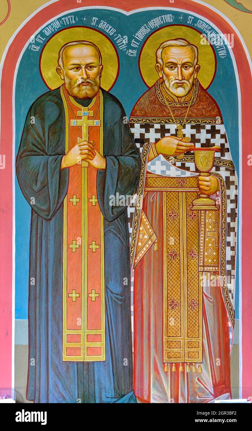 Icon of St Nicholas the Wonderworker in the Saint Nicholas Russian Orthodox Cathedral Stock Photo