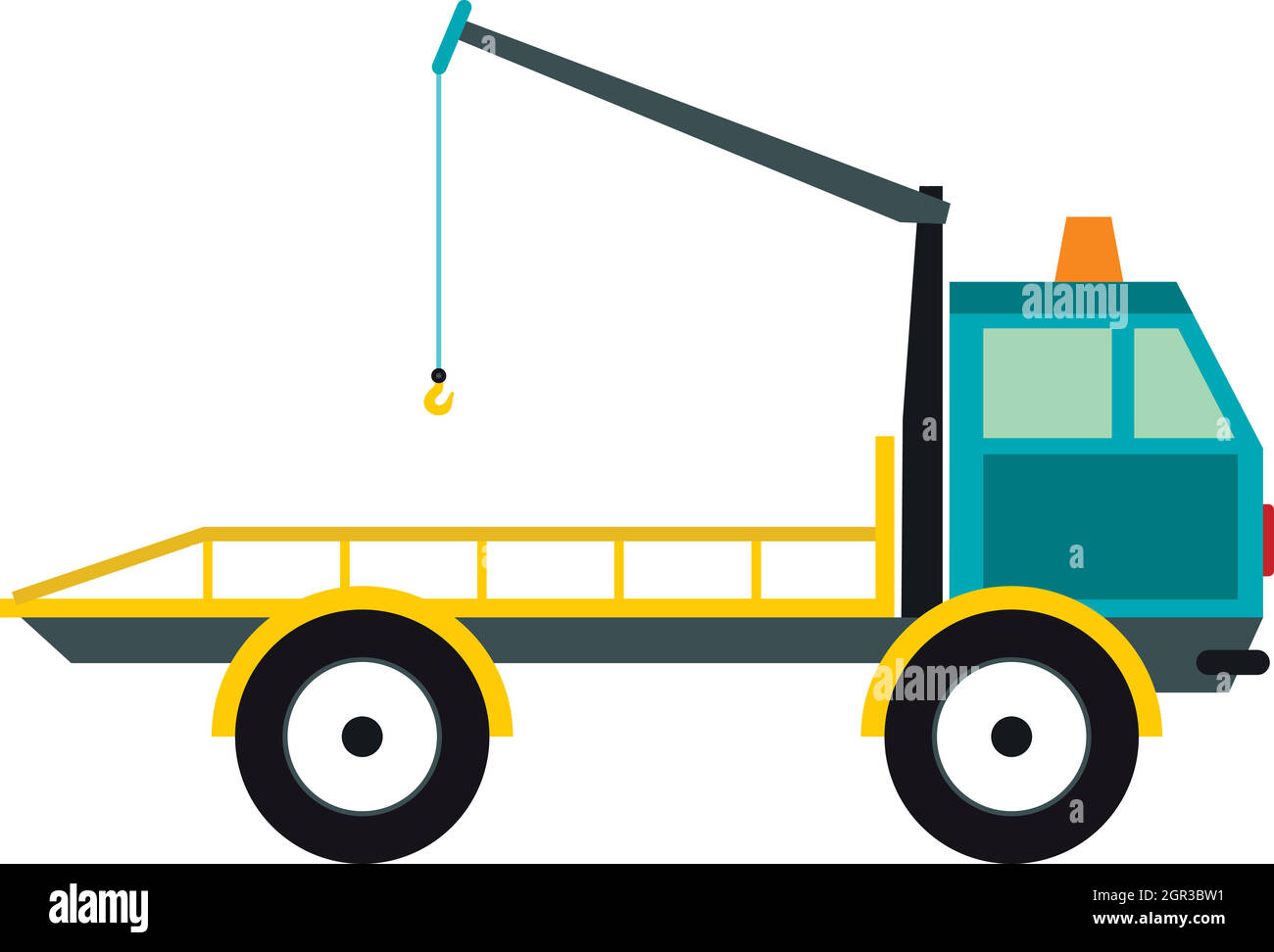 Tow truck for transportation cars icon, flat style Stock Vector