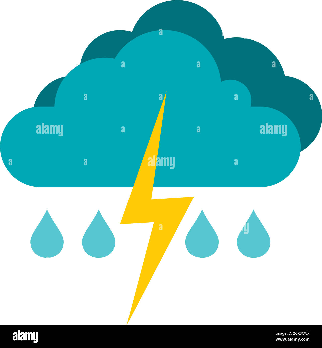 Rain with thunderstorm icon, flat style Stock Vector Image & Art - Alamy
