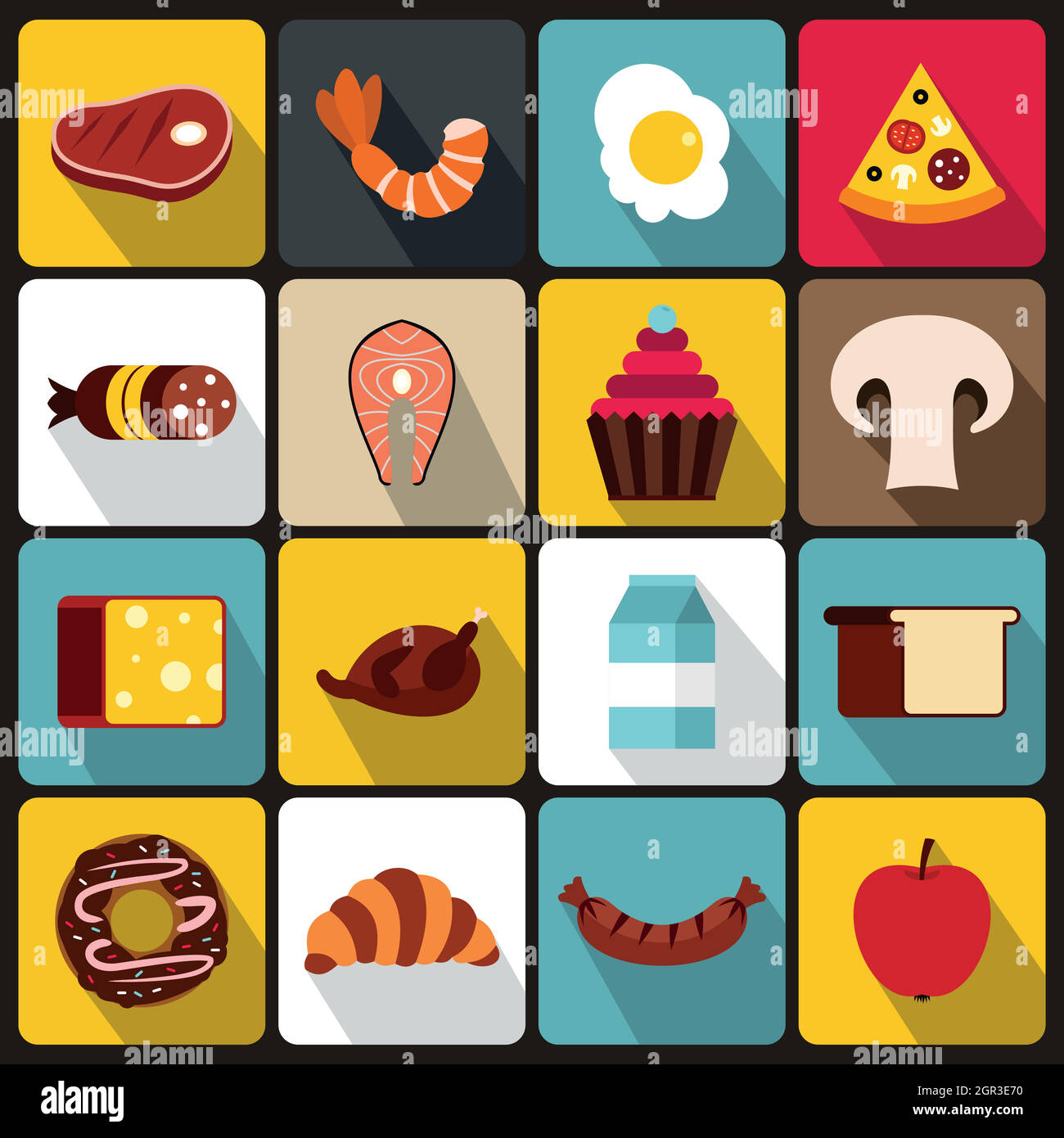 Food Icons Set Flat Style Stock Vector Image And Art Alamy 