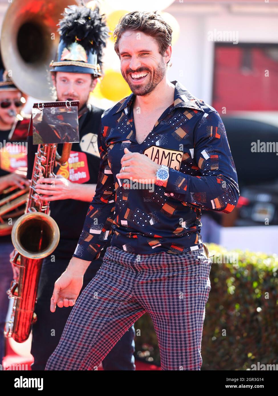 Inglewood, United States. 30th Sep, 2021. INGLEWOOD, LOS ANGELES, CALIFORNIA, USA - SEPTEMBER 30: Australian model James O'Halloran attends CBS's 'The Price Is Right' 50th Season Celebration held at Randy's Donuts on September 30, 2021 in Inglewood, Los Angeles, California, United States. (Photo by Xavier Collin/Image Press Agency/Sipa USA) Credit: Sipa USA/Alamy Live News Stock Photo