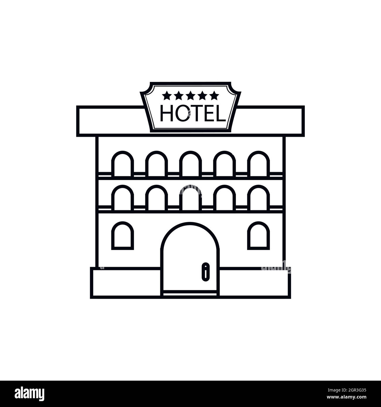 Hotel icon, outline style Stock Vector