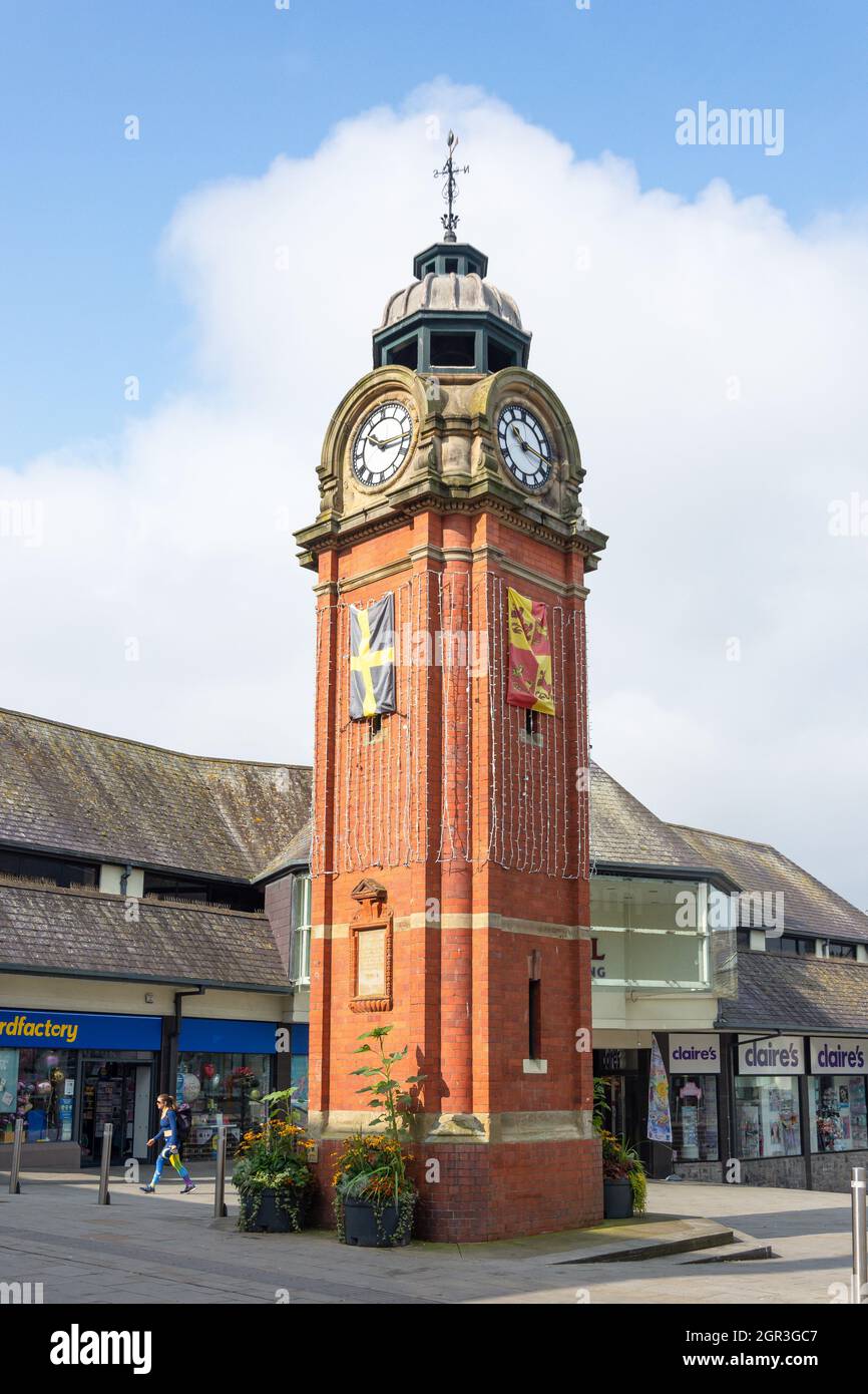 The 19th century Clock Tower, High Street, Bangor, Gwynedd, Wales, United Kingdom Stock Photo