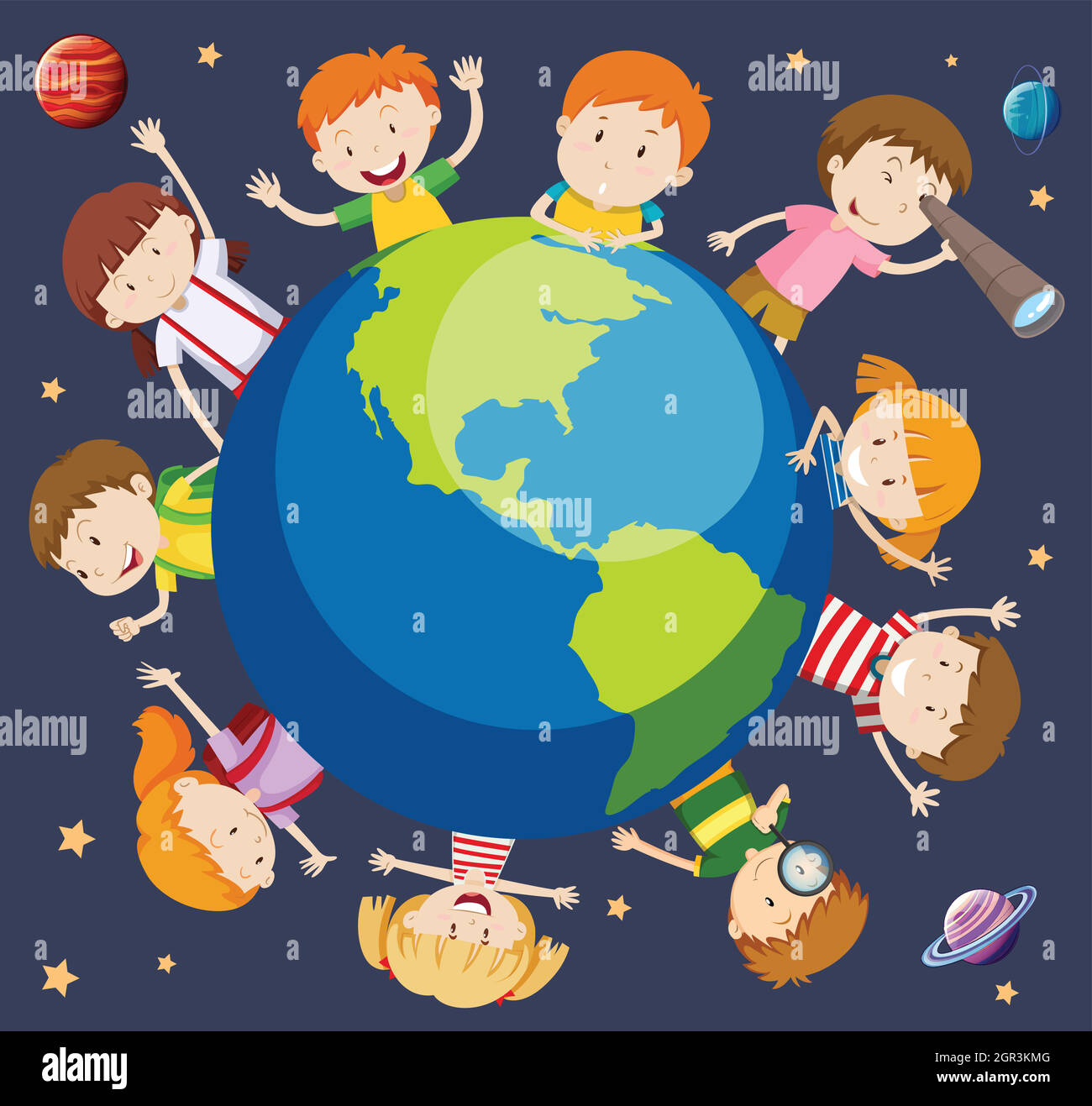 Planet children concept girl Stock Vector Images - Alamy