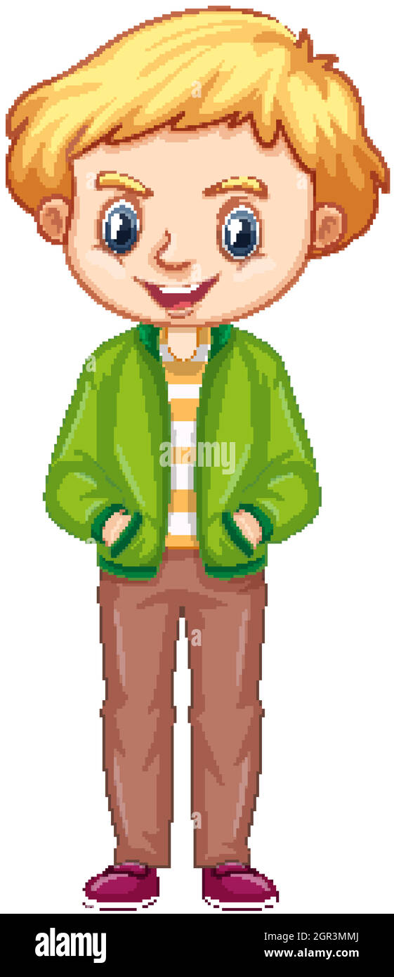 Boy in green jacket on white background Stock Vector Image & Art - Alamy