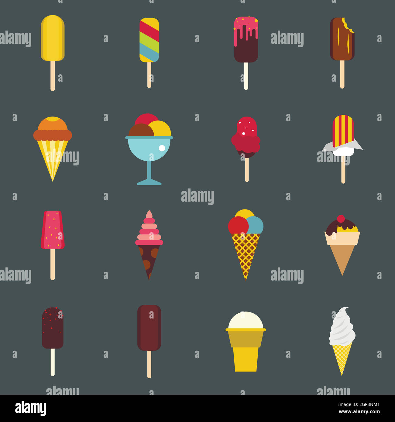 Ice cream icons set, flat style Stock Vector Image & Art - Alamy