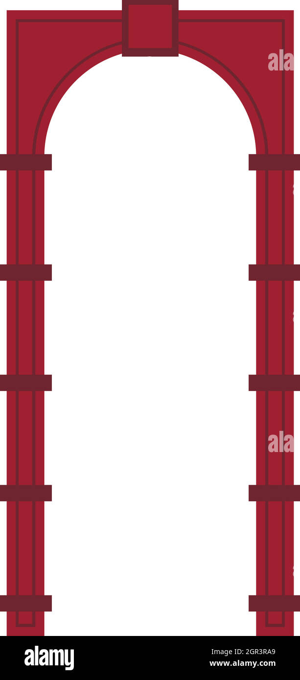 Red arch icon in flat style Stock Vector