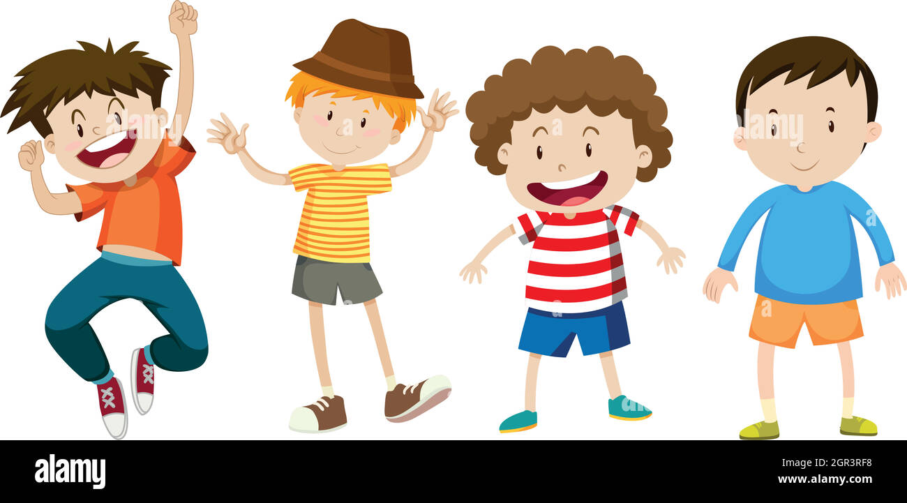 Happy Boys on White Background Stock Vector Image & Art - Alamy