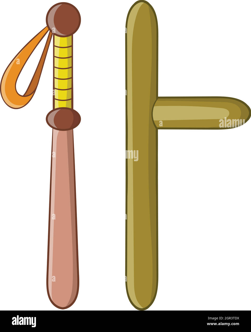 Rubber batons icon in cartoon style Stock Vector