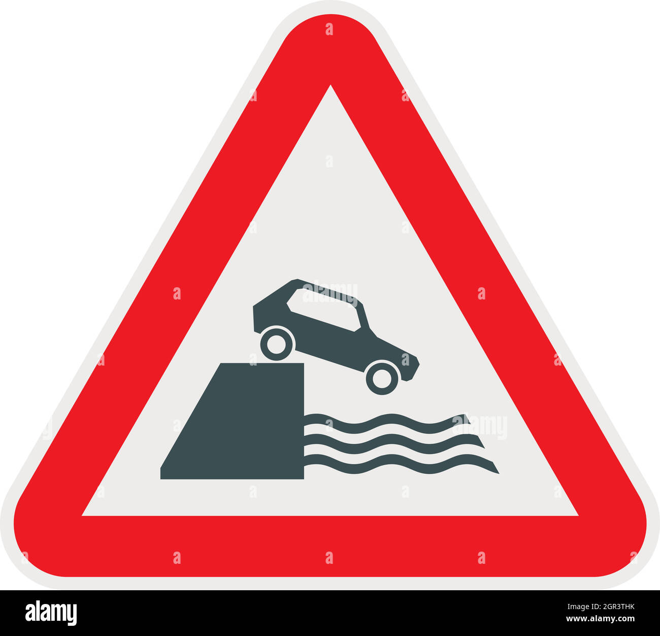 Riverbank traffic sign icon, flat style Stock Vector
