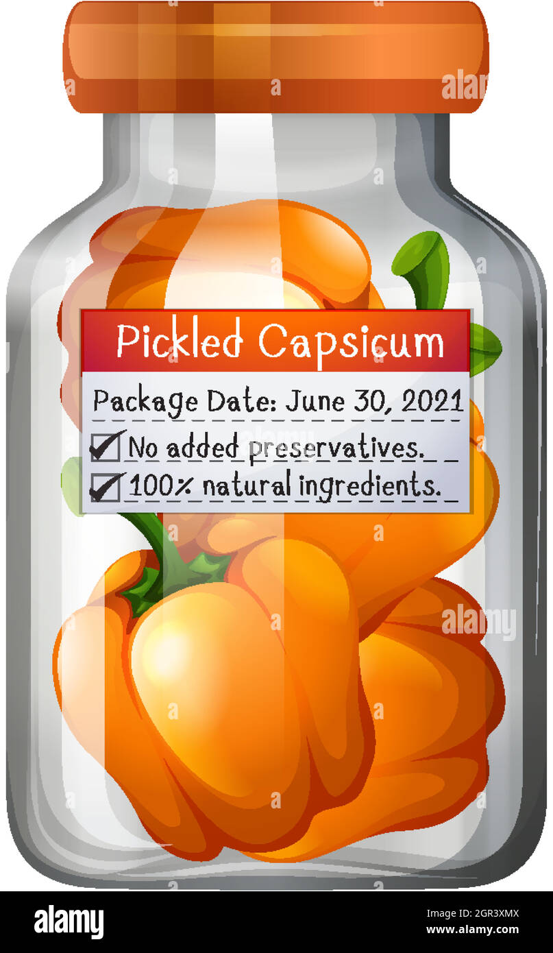 Capsicum preserve in glass jar Stock Vector