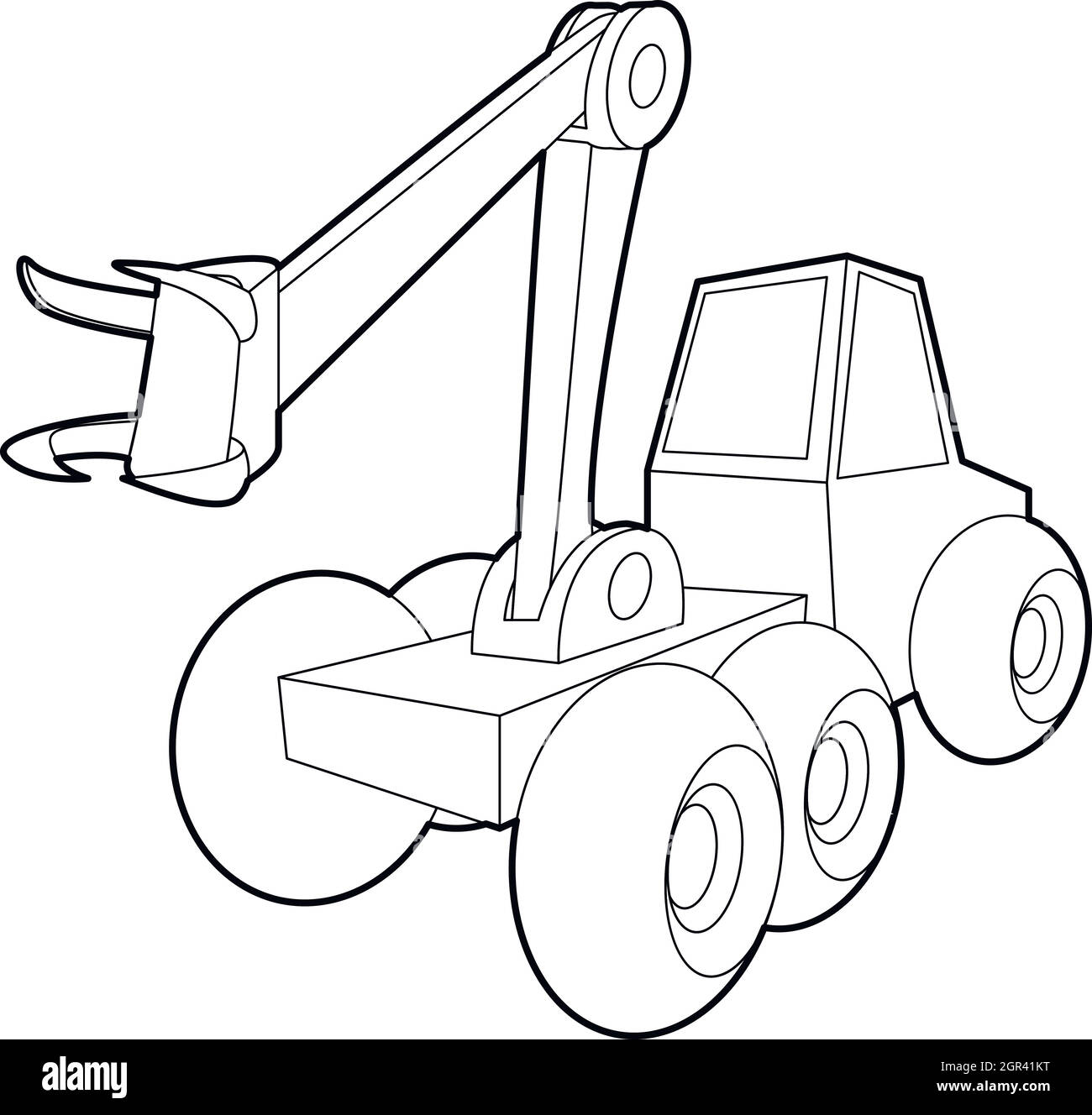 Hydraulic crane icon, outline style Stock Vector