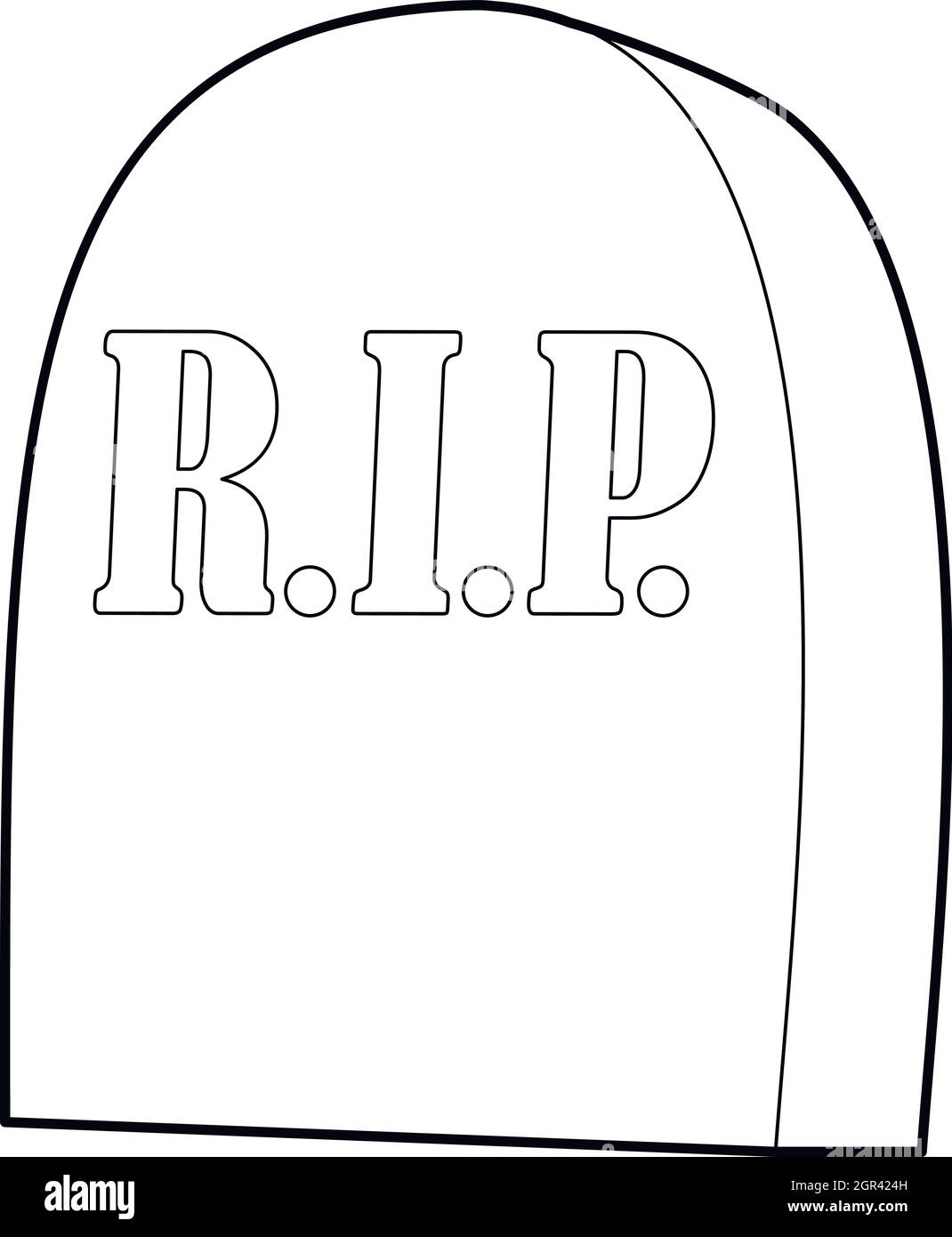 Tombstone with RIP icon, outline style Stock Vector