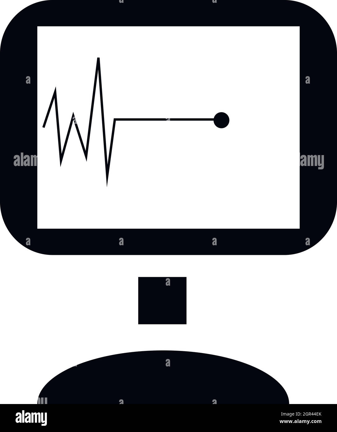 Pulse graph on monitor icon, simple style Stock Vector