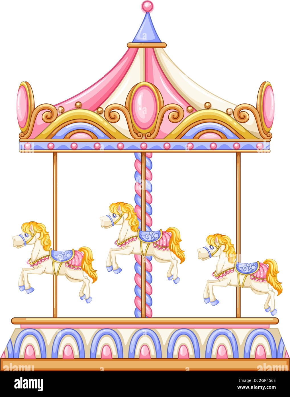 A merry-go-round rotating ride Stock Vector