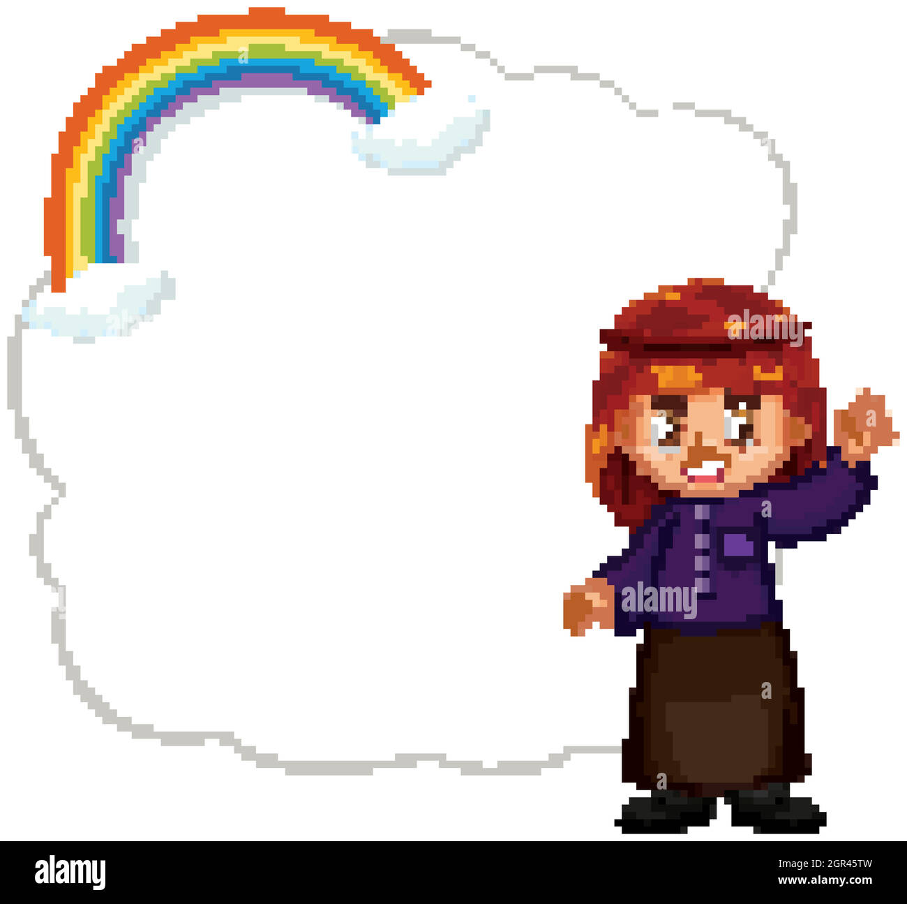 Cloud template with happy boy waving hand Stock Vector Image & Art - Alamy