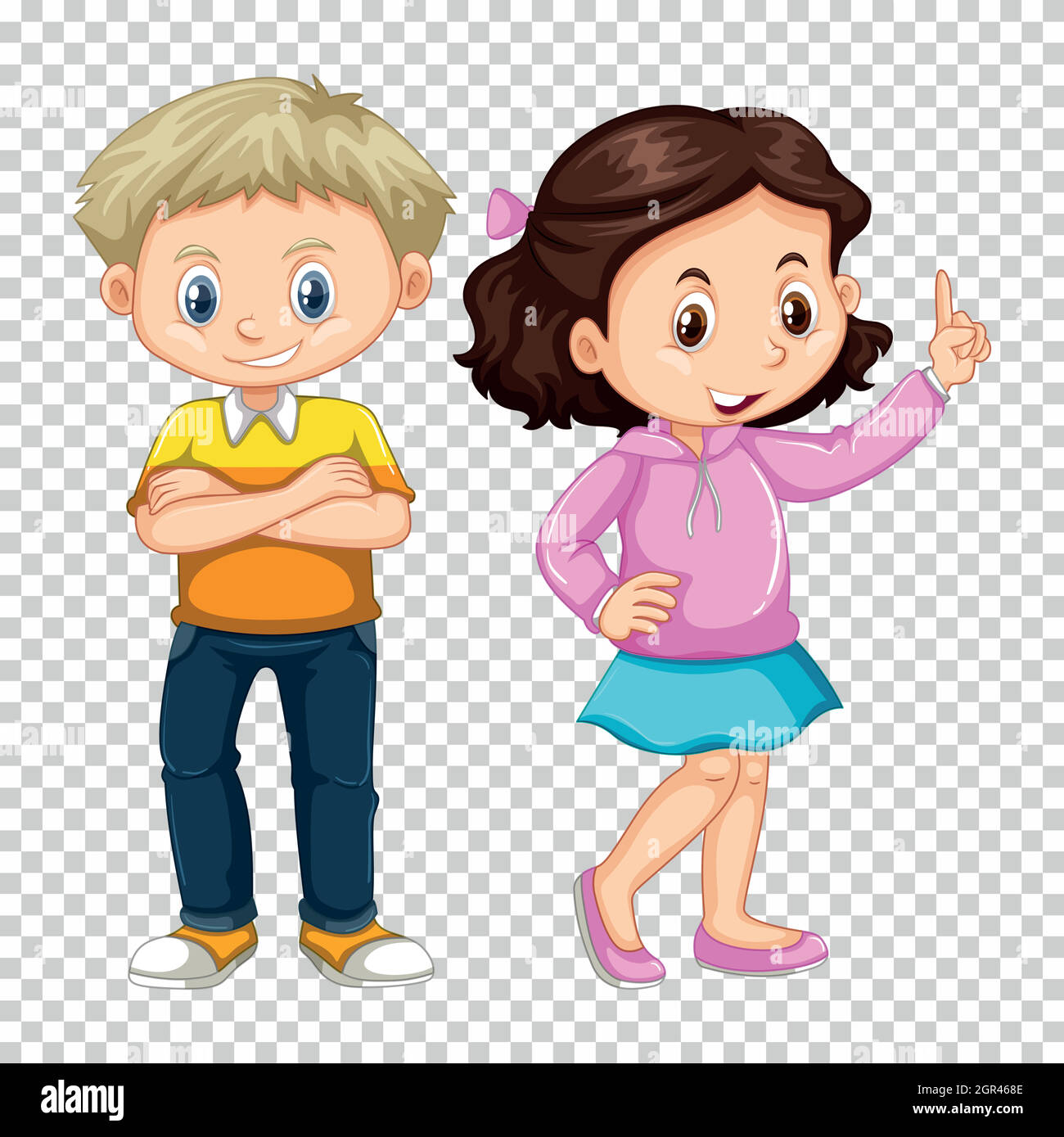 Happy Boy And Girl On Transparent Background Illustration Stock Vector Image Art Alamy