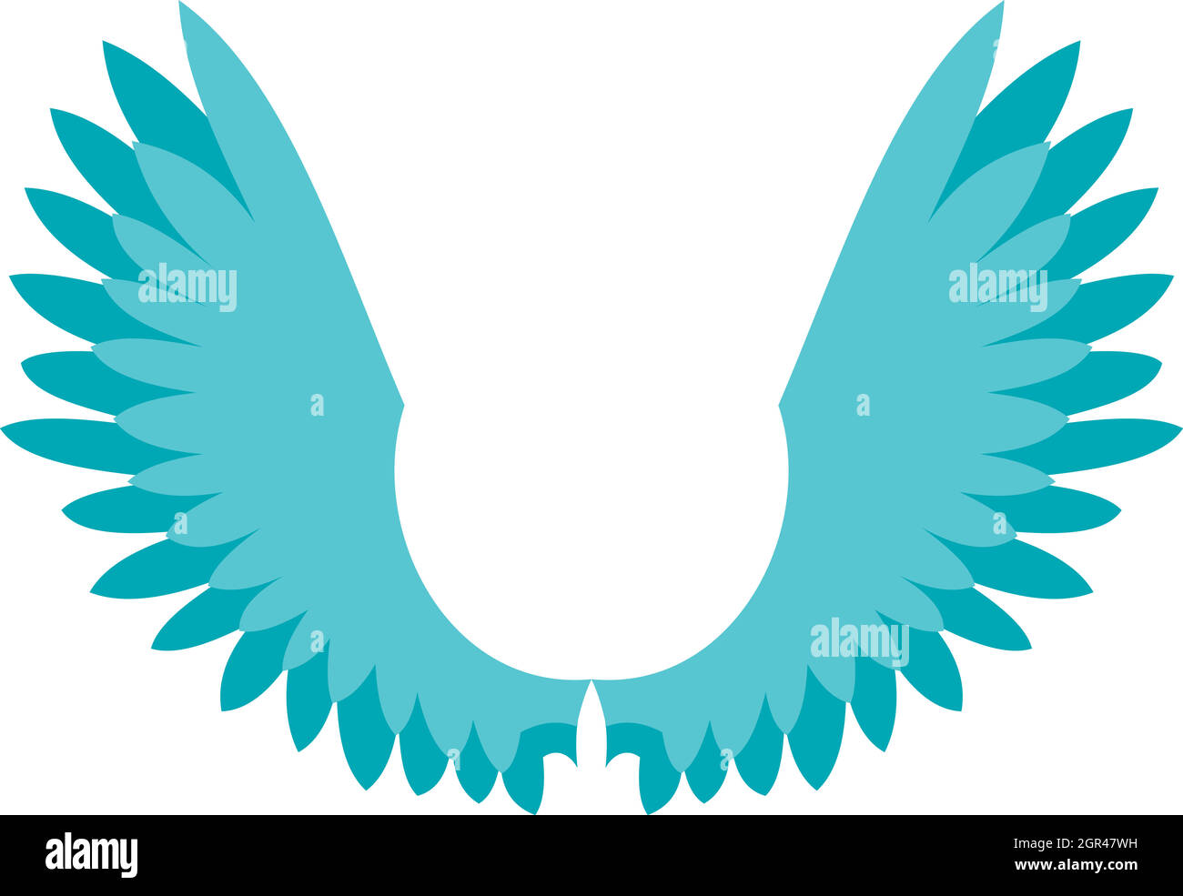 Two wings icon, flat style Stock Vector