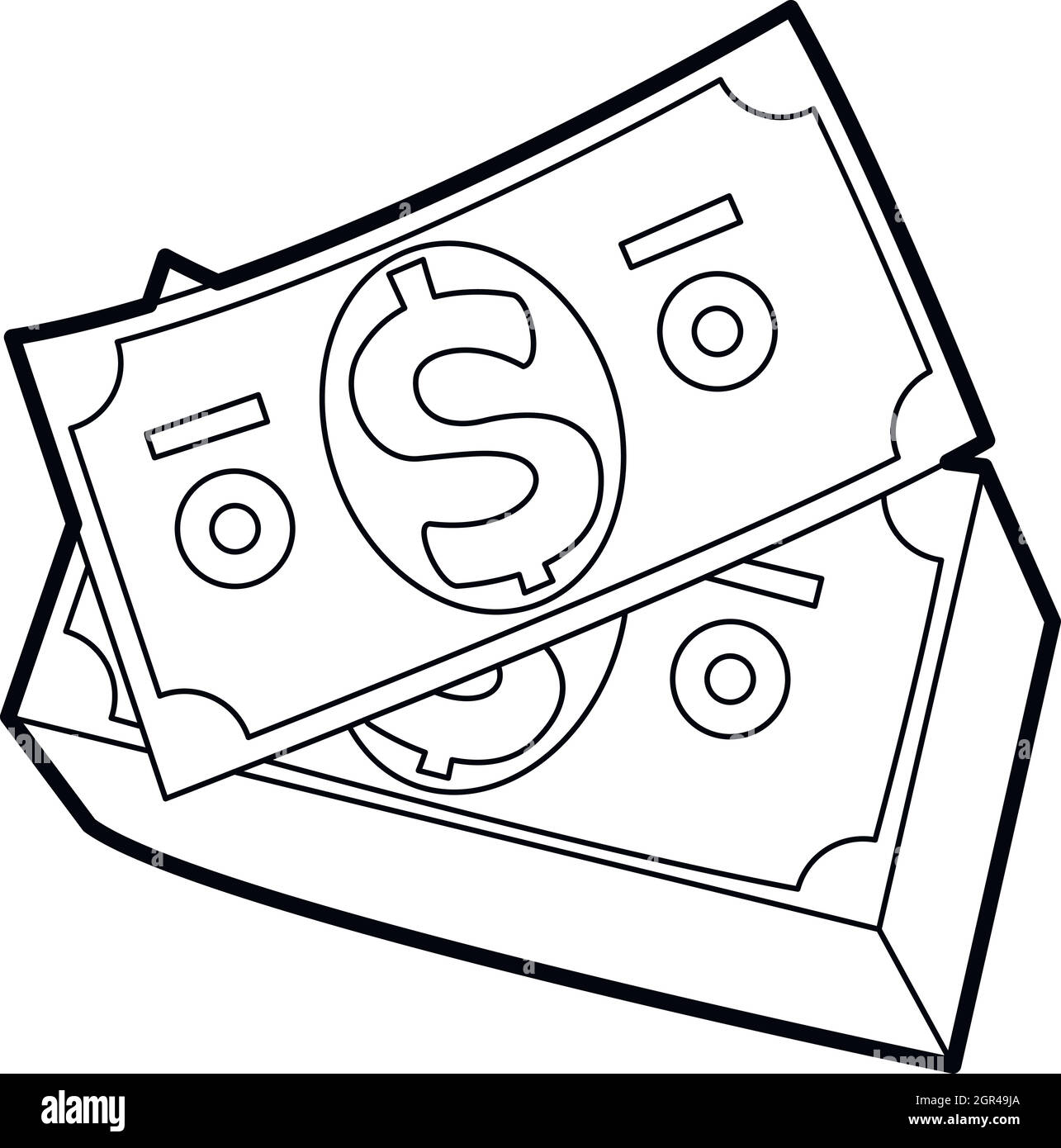 Dollar bills icon in outline style Stock Vector