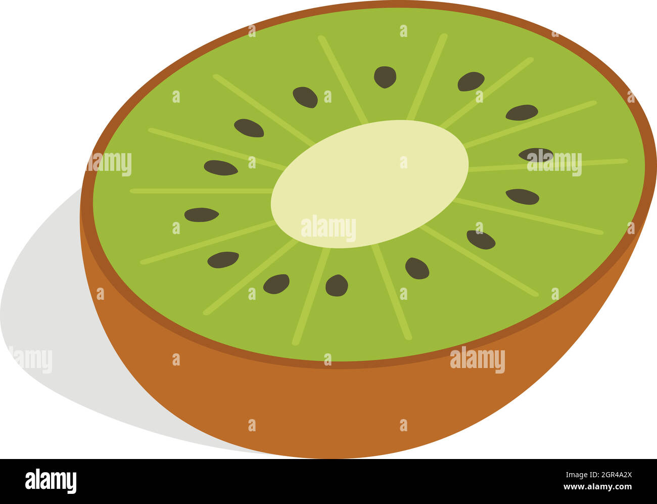 Half of kiwi fruit icon, isometric 3d style Stock Vector