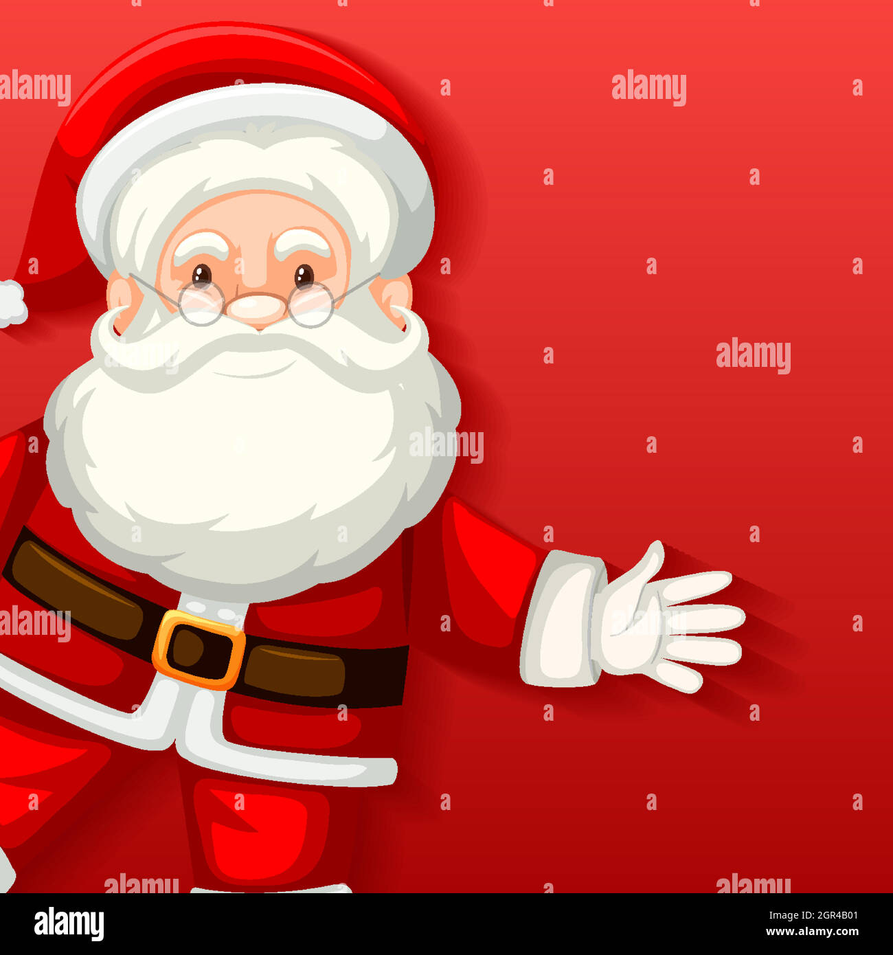 Cute Santa Claus cartoon character on red background Stock Vector Image ...