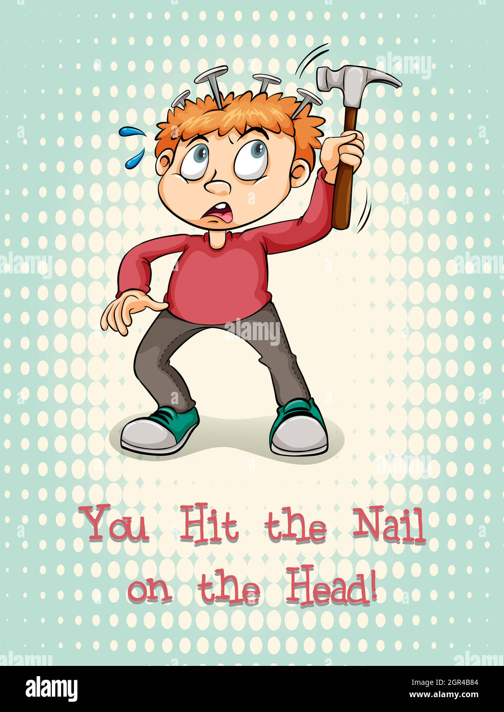 Hit the nail on head idiom Royalty Free Vector Image