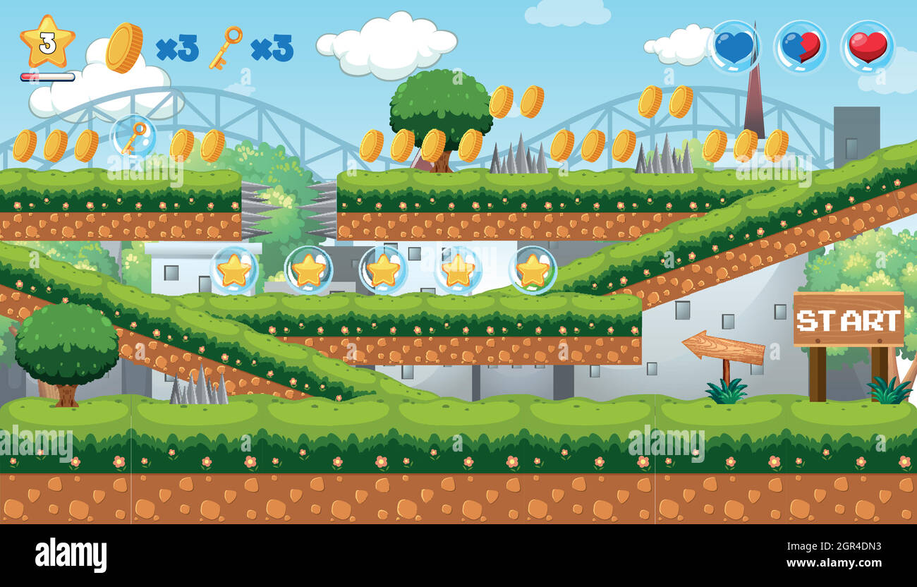 Coin Collecting Game in Park Theme Stock Vector Image & Art Alamy