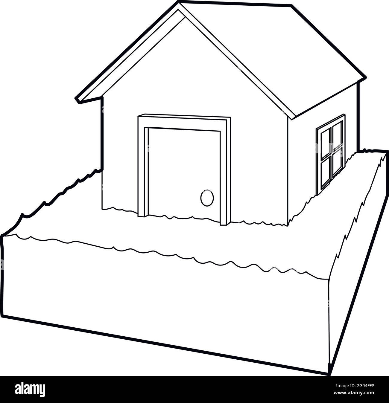 Flooded house icon, outline style Stock Vector Image & Art - Alamy