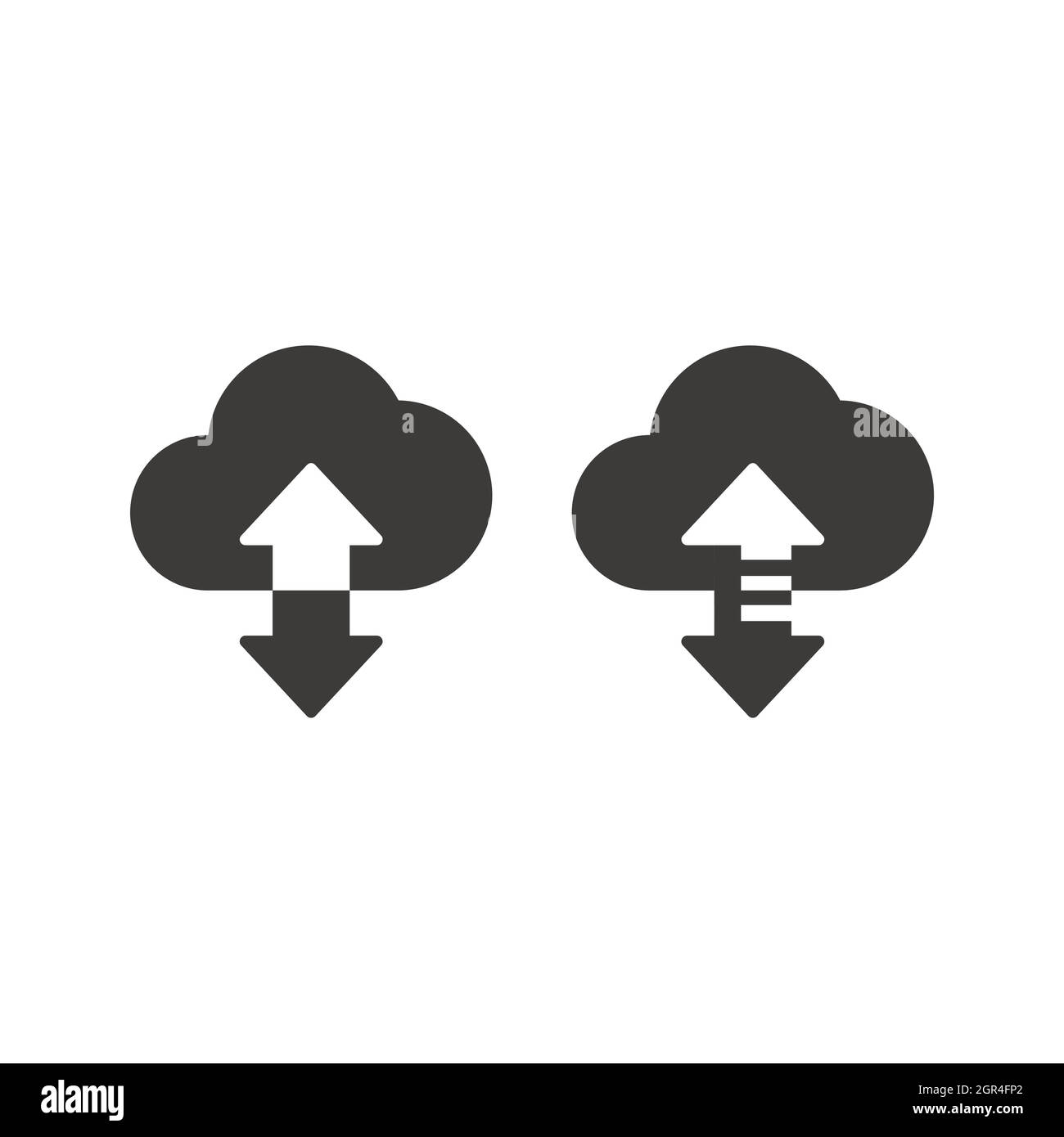 Cloud upload and download black vector icon Stock Vector