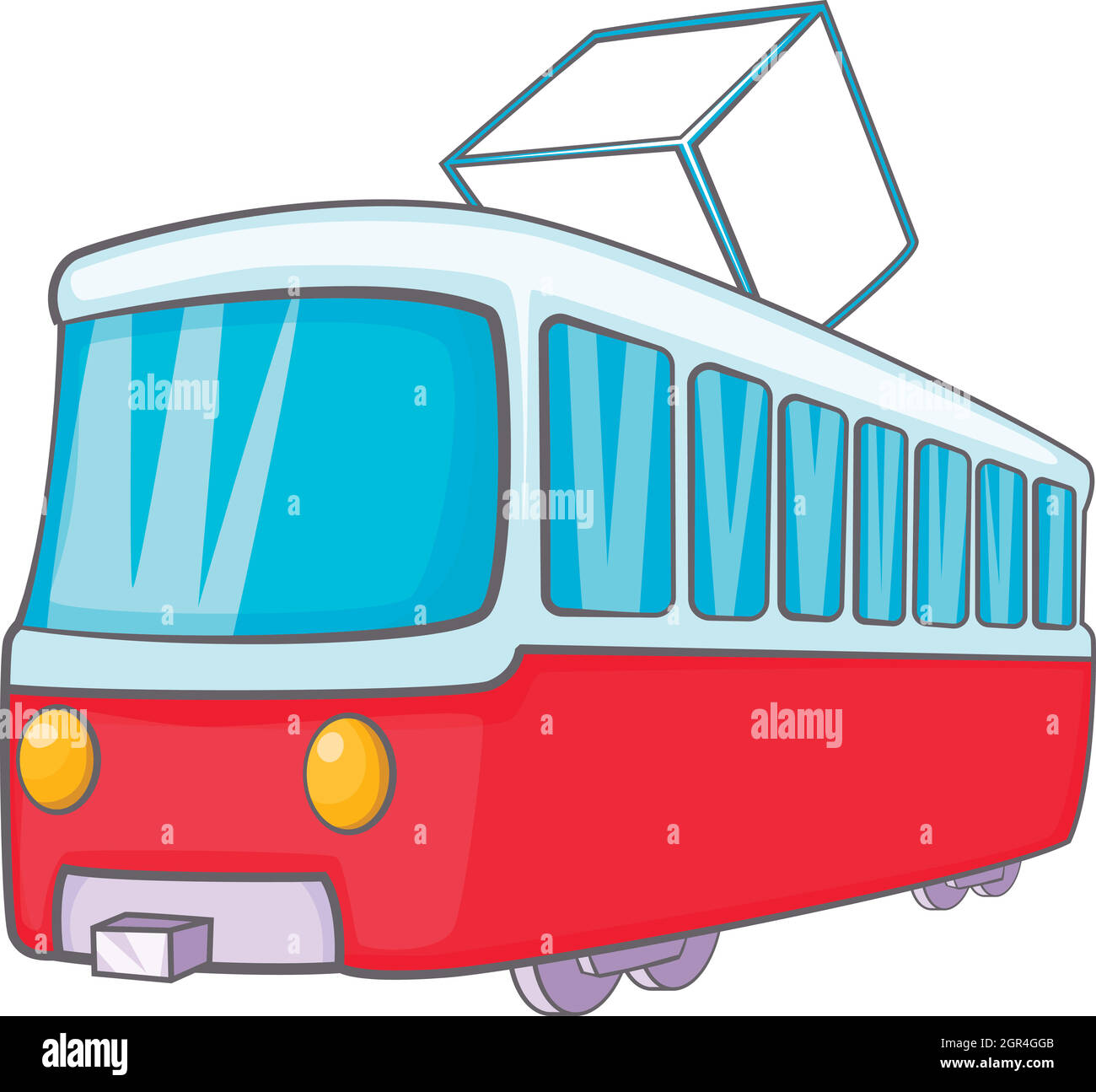 Tram icon in cartoon style Stock Vector