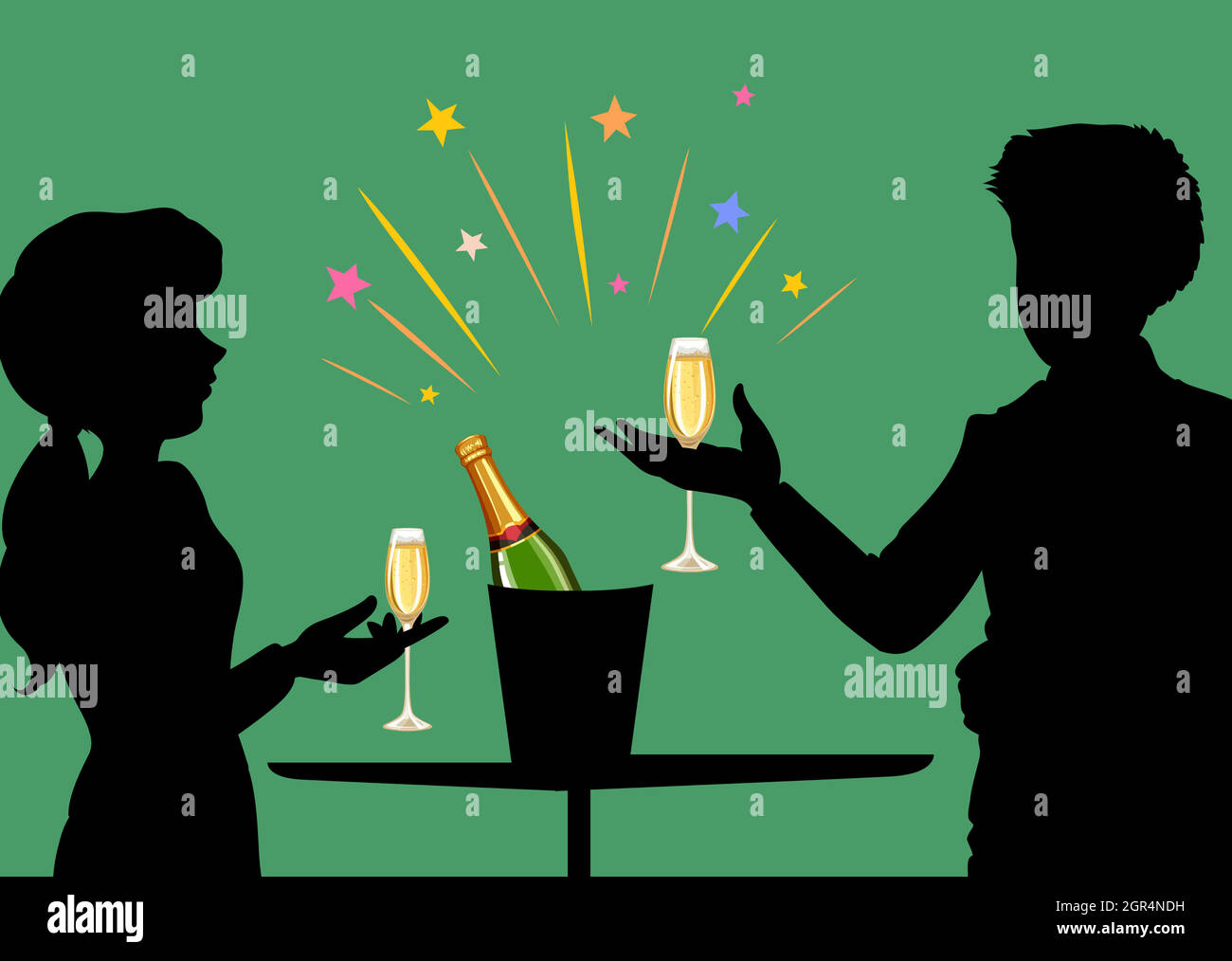 Couple drinking champagne together Stock Vector