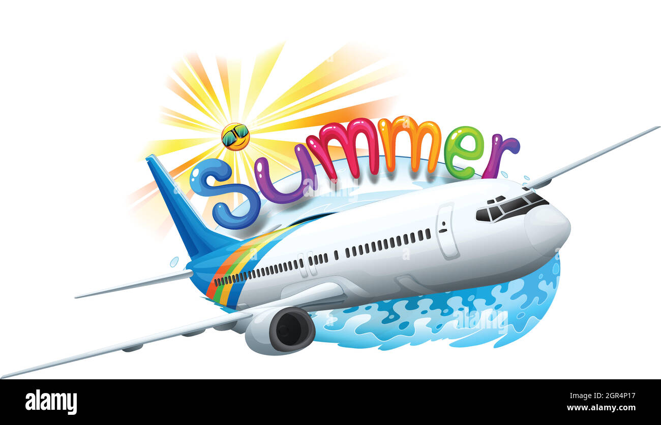 A summer template with a plane Stock Vector