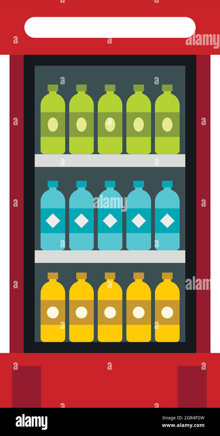 Fridge with drinks icon, flat style Stock Vector Image & Art Alamy