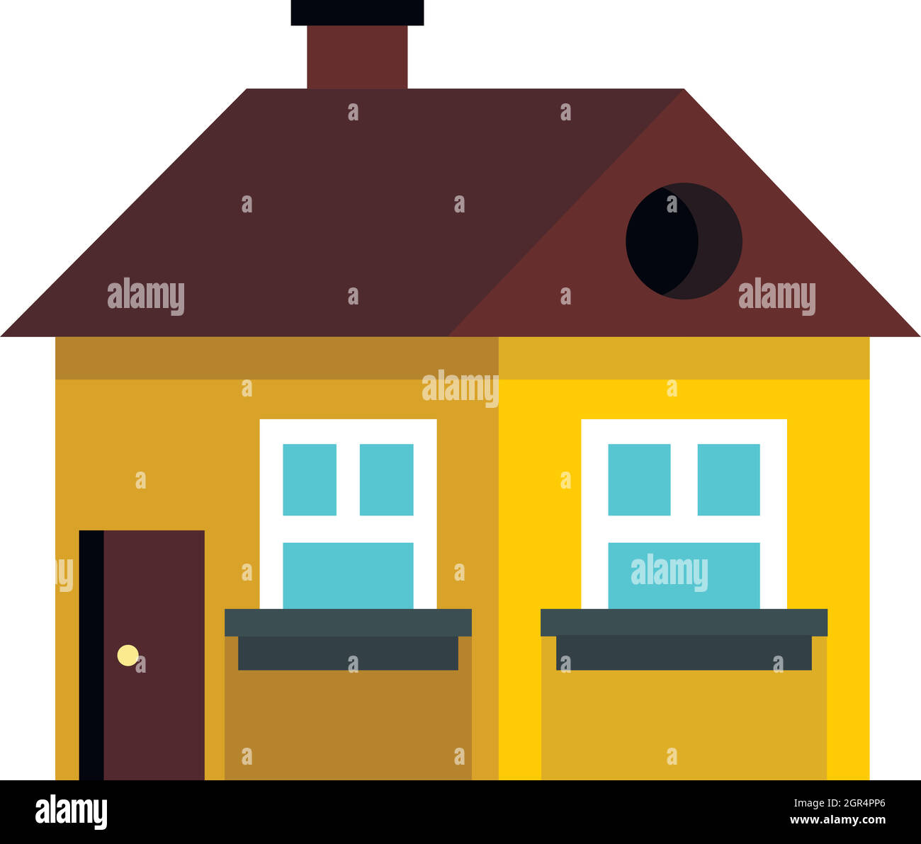 Small yellow cottage with brown roof icon Stock Vector Image & Art - Alamy