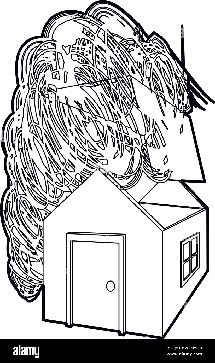 House destroyed by hurricane icon, outline style Stock Vector