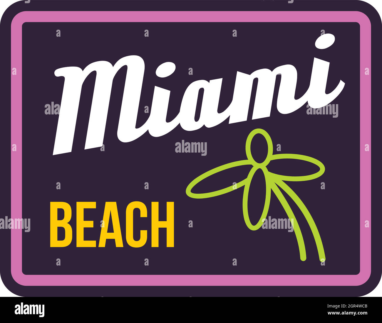 Miami beach label icon in flat style Stock Vector