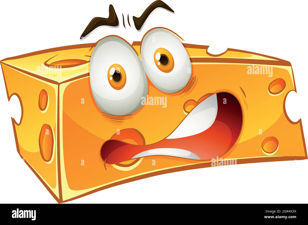 Worried looking yellow cheese Stock Vector