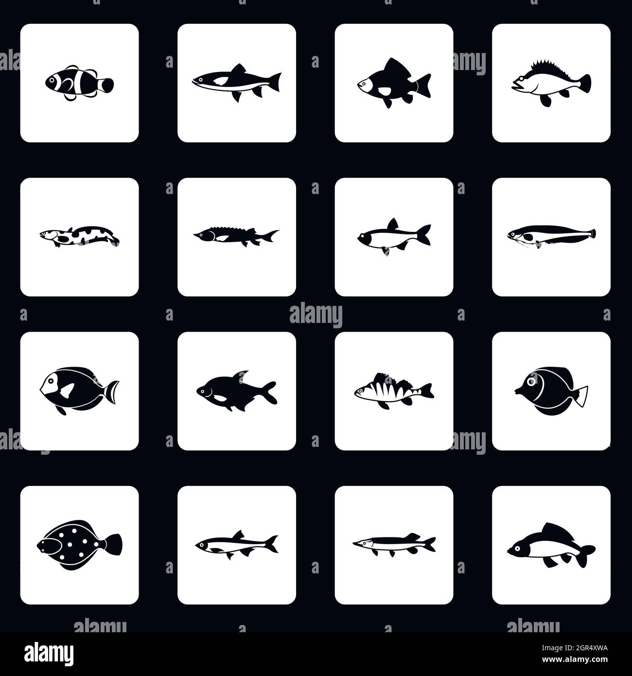 Fish icons set, simple style Stock Vector