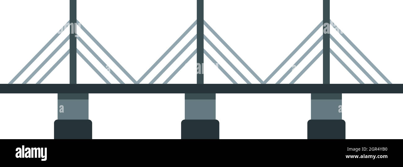 Suspension bridge icon in flat style Stock Vector
