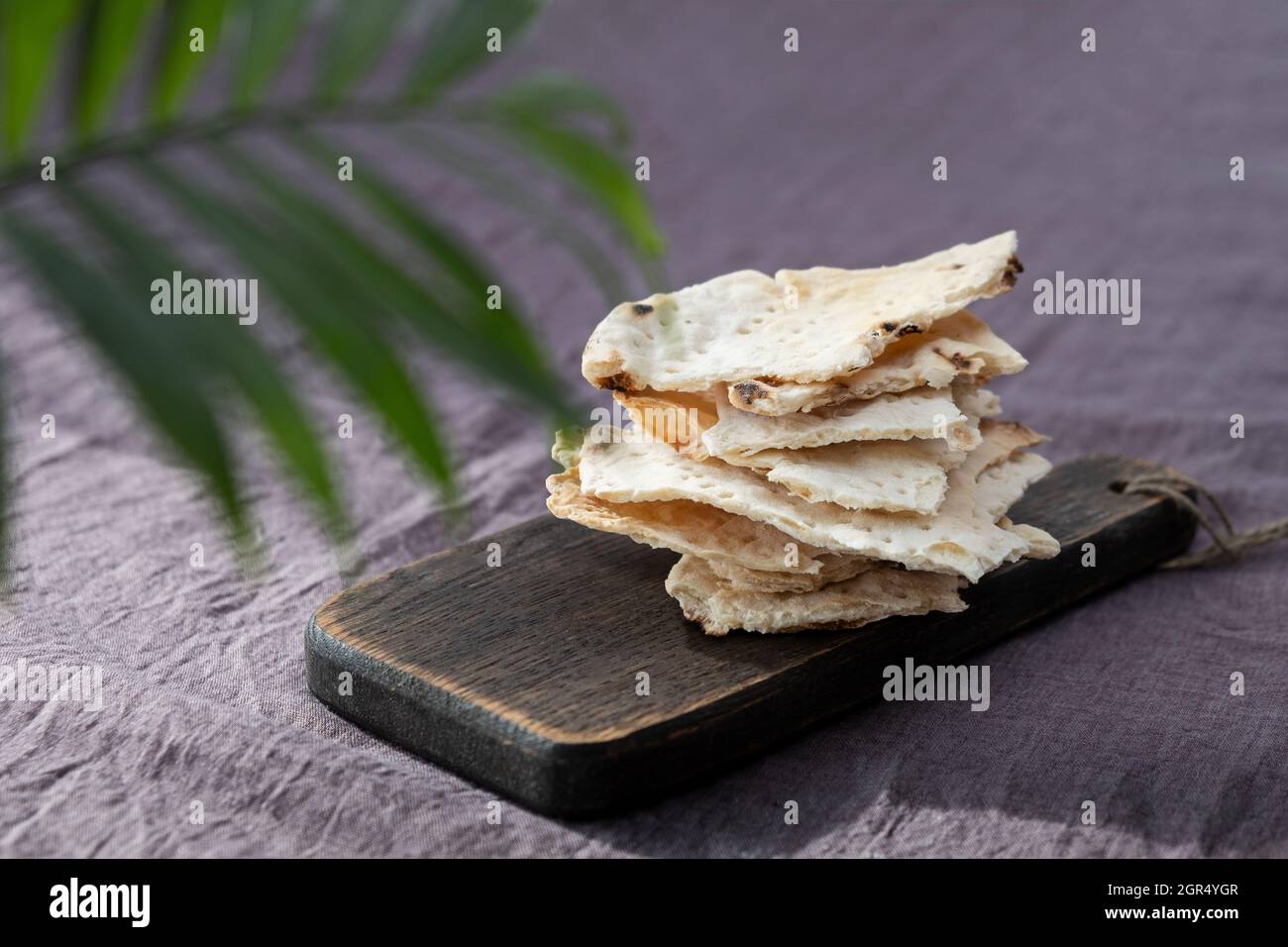 Homemade Matzo With Peas. Unleavened Flatbread Bread. Pesah. Jewish Passover Background. Pita