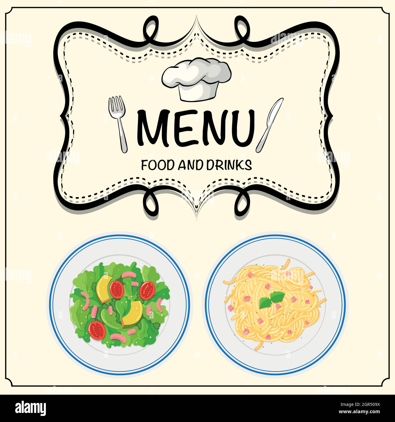 Set menu with salad and pasta Stock Vector Image & Art Alamy