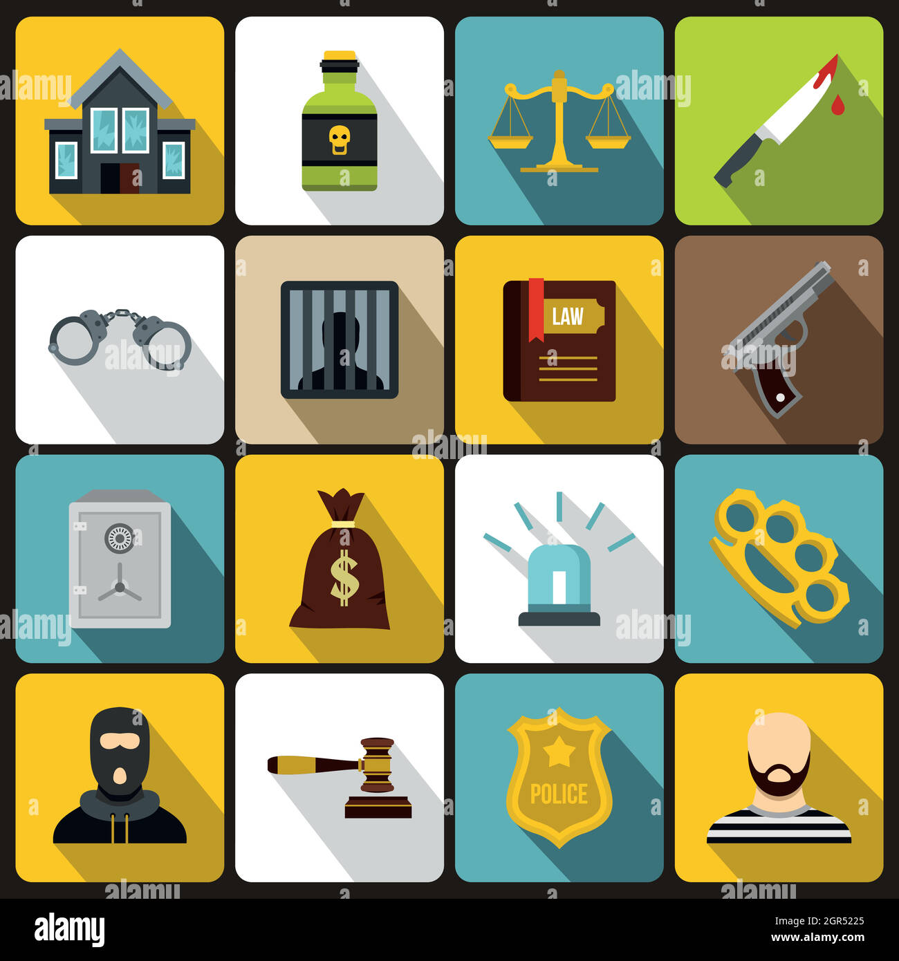 Crime and punishment icons set, flat style Stock Vector Image & Art - Alamy