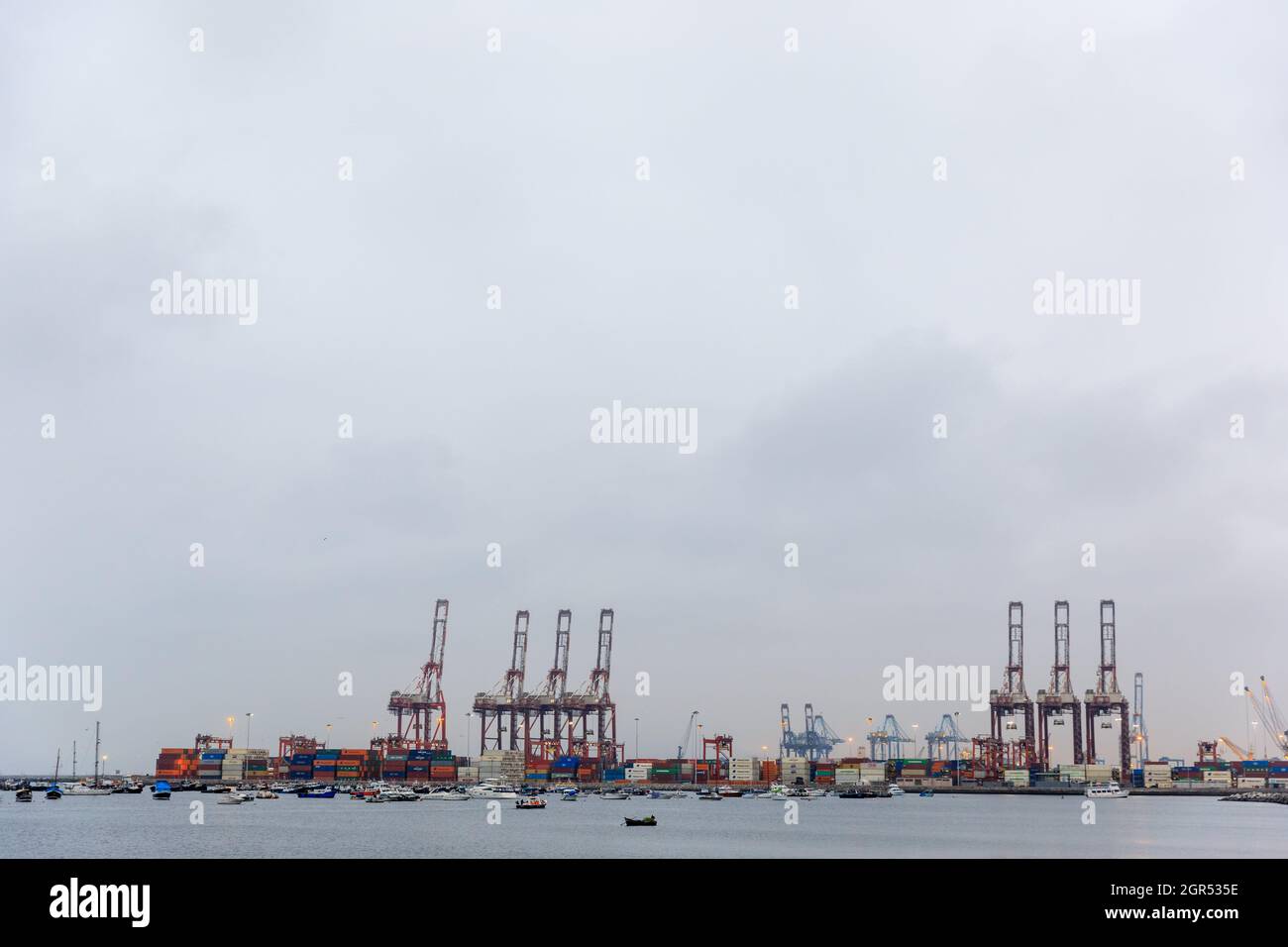 Daytime panoramic view of the South Pier of Callao district in Lima, Peru Stock Photo