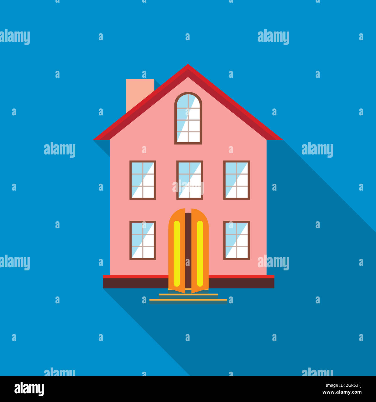 Three stored country house icon, flat style Stock Vector Image & Art ...